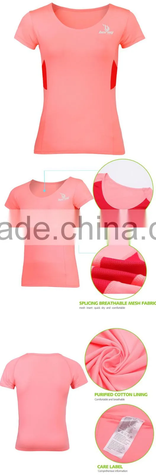 BEROY custom fitness women gym cycling running sports t-shirt for wholesale