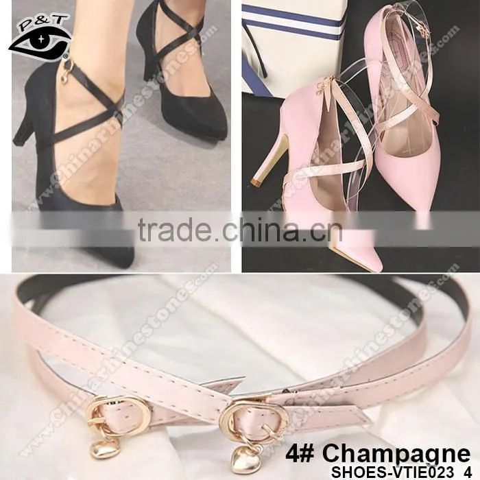 9 Colors PU leather Shoelace Solid leather shoe straps for high heels
