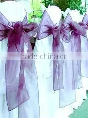 Cape sash for chair cover polyester organza chair sash banquet chair cover with organza sash