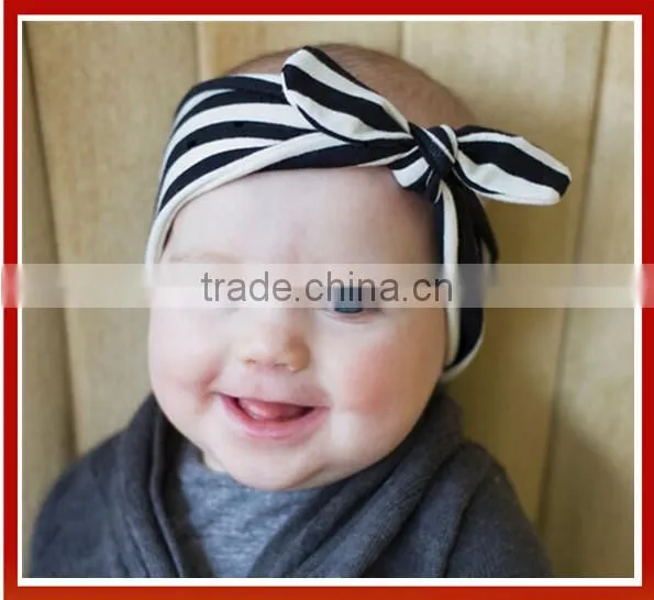 New Design Wholesale Top Quality Jersy Knitted Many Colors Baby Headband Tie Knot Korean/ Baby Metallic Messy Knotted Headbands