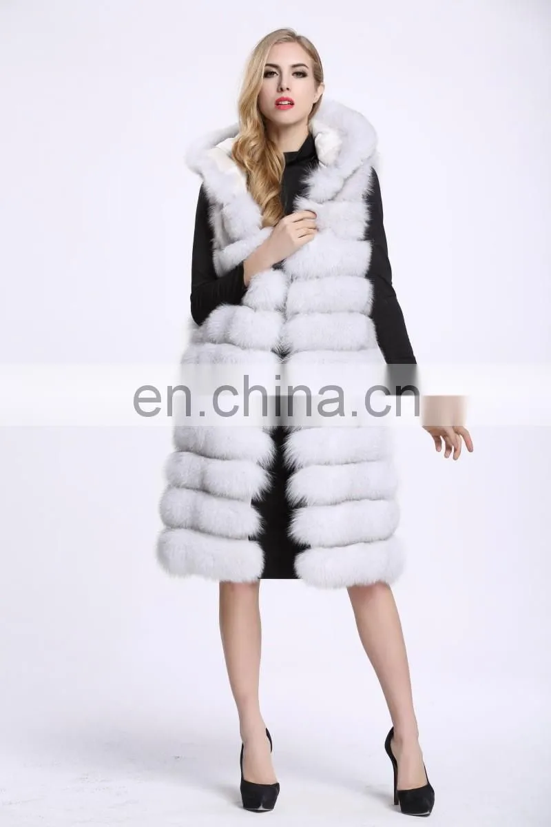 2016 Winter Genuine Fur Vests China Cheap Long Fur Vest Real Fox Fur Vest
