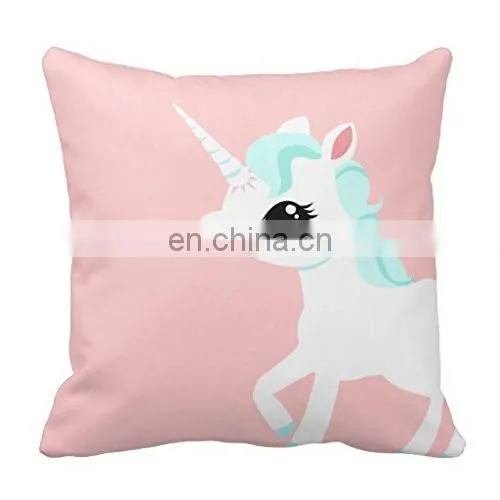 OEM Custom LOGO Colorful Cartoon Rainbow Unicorn Home Decor New Design Pillow Case Car Seat Cushion Cover