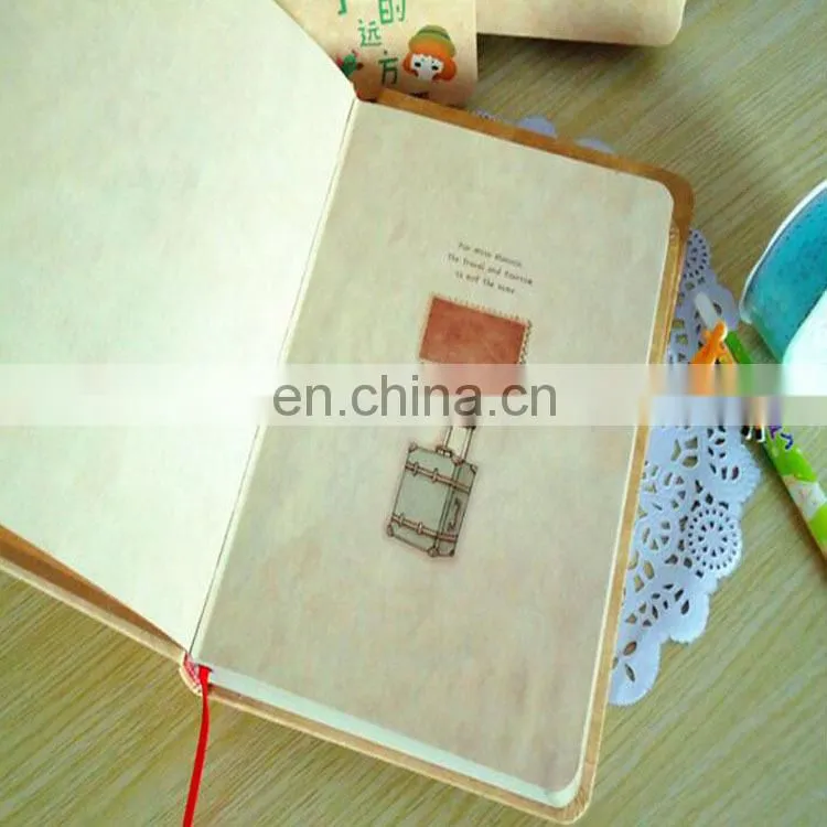 Professional perfect binding hardcover kraft paper notebook with ribbon for office/school use