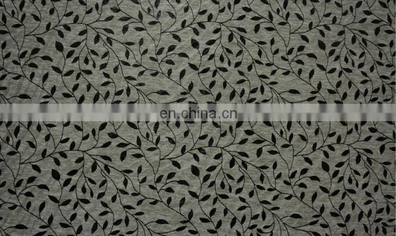 2014 cation jacquard leaf print like foil fabric