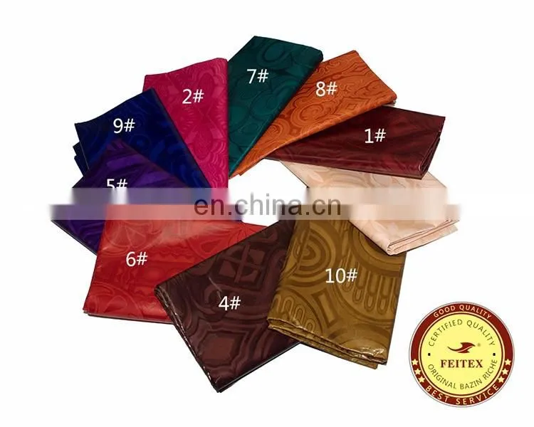 New Design Different Kinds Fabric Multi Colors Shadda Guinea Brocade Cotton Wholesale Bazin Riche Chinese Garment Fabric FEITEX