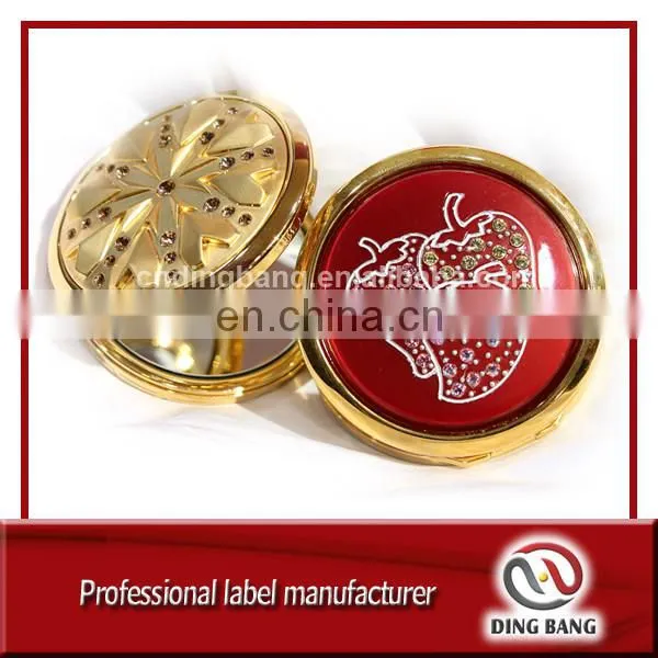Promotion Cheap China Blue And White Porcelain Style Custom Made Metal Promotion Gift 70mm Epoxy Pocket Mirror