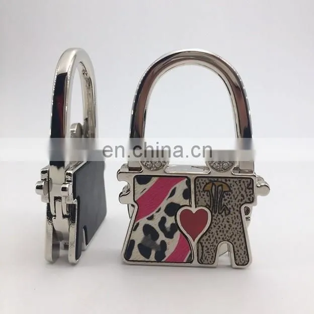 Wholesale love/couple foldable table bag purse hanger with crystal