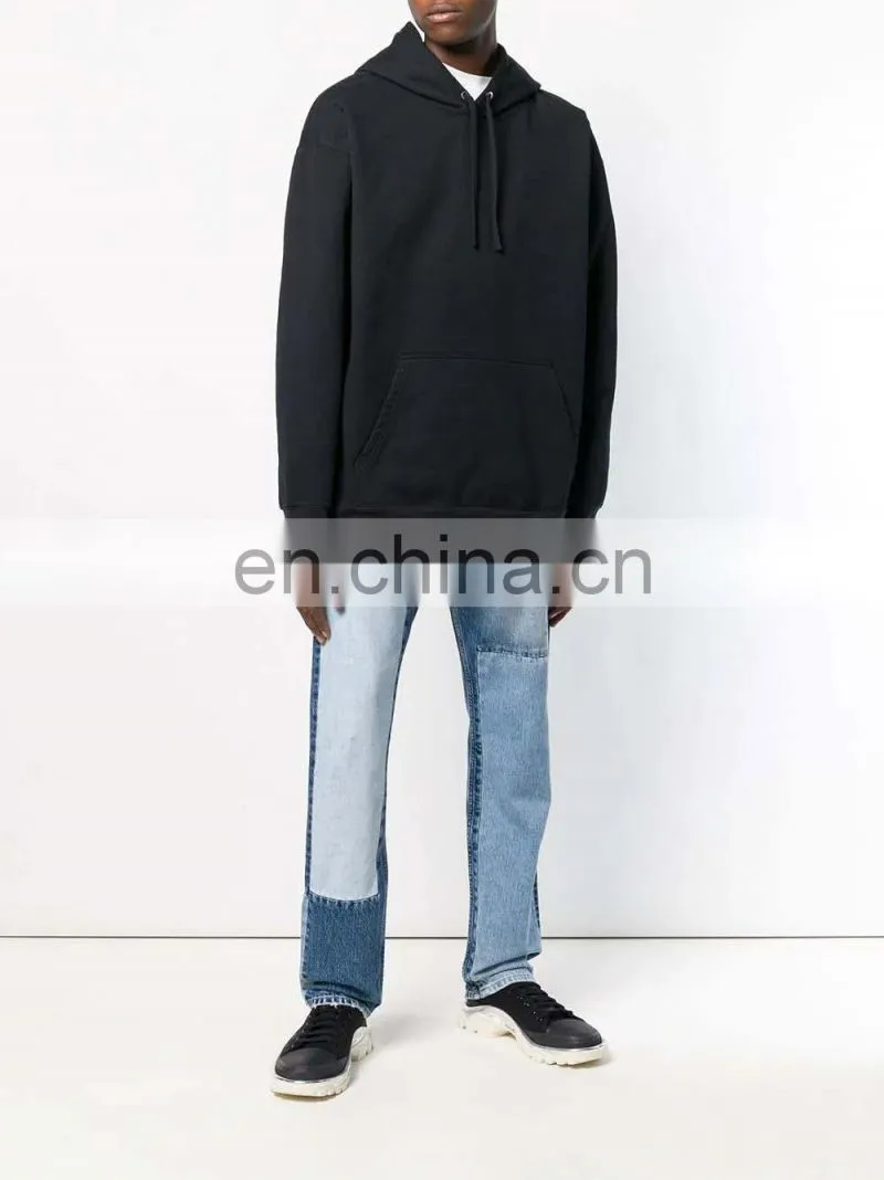 DiZNEW OEM Blue Cotton Straight Leg Patchwork Jeans For Men