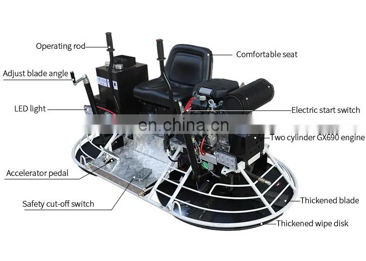 power floating machine for smoothing concrete surface