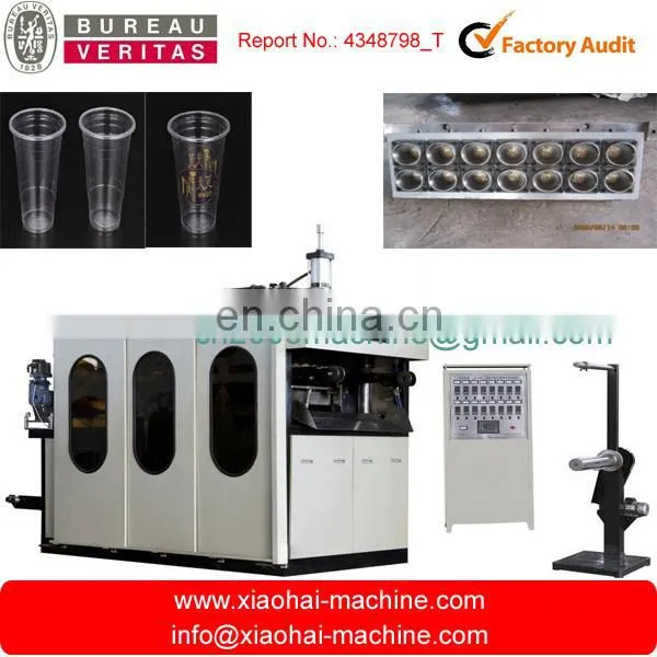 Plastic tray thermoforming food container machine