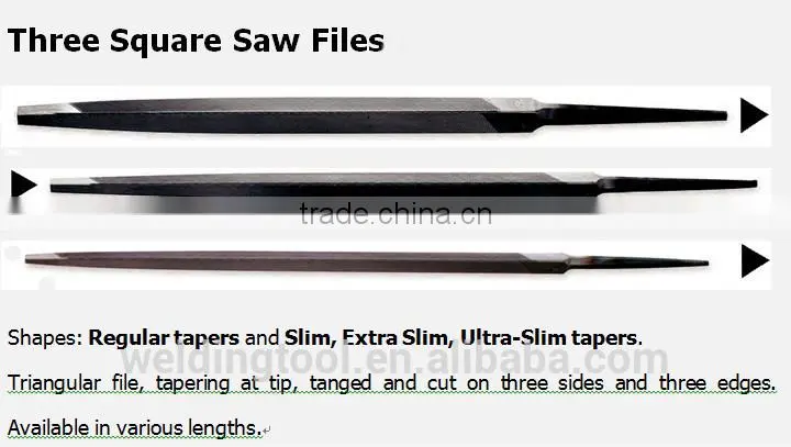 Three Square Saw Files of the taper triangular saw files