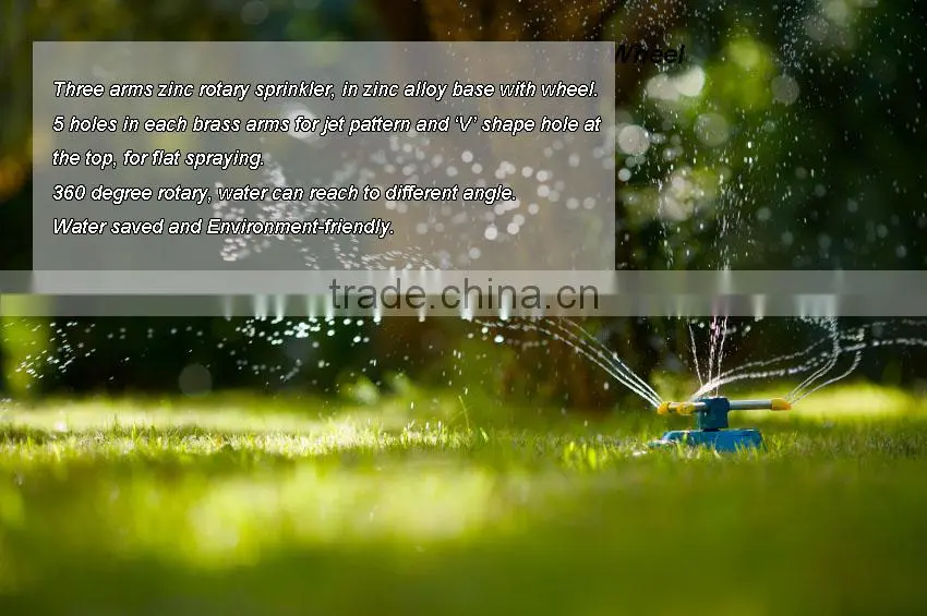 (8-20601) Competitive price green 3 arms rotating sprinkler, rotate sprinkler, rotation sprinkler