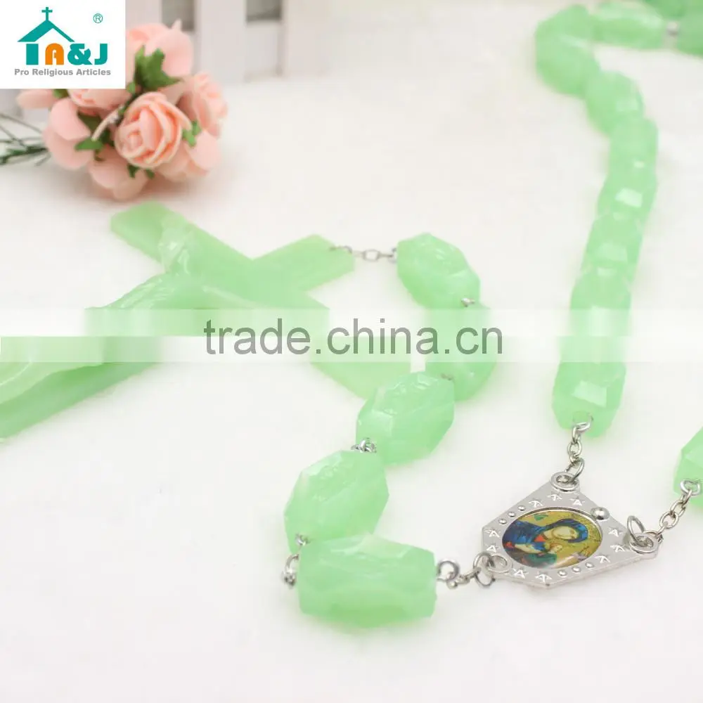 Passed CPSIA Test glow in the dark plastic rosary Factory wholesale