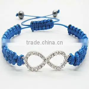 Diamante 8 shape silver color alloy pink wire woven Bracelet