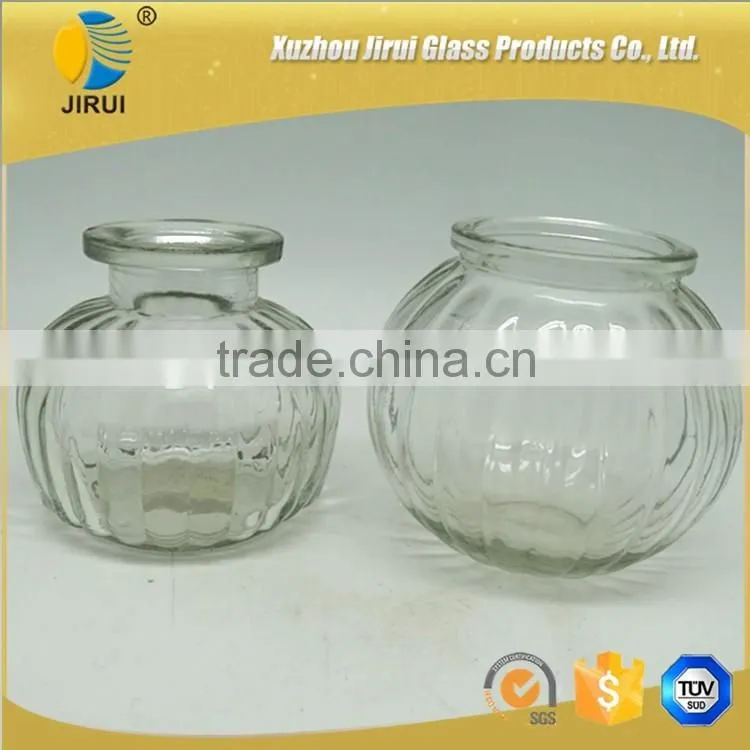 Clear glass candle holder pumpkin shaped
