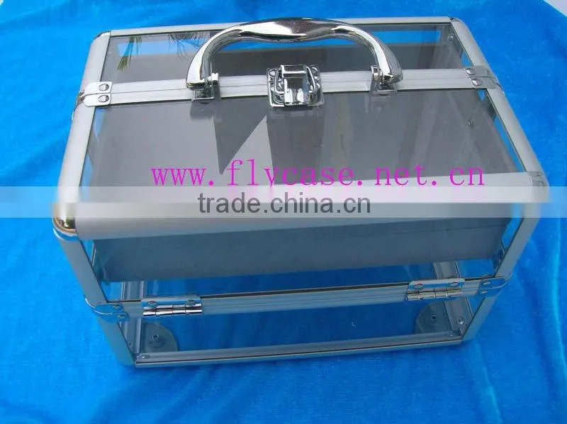 2013 new design aluminum exquisite acrylic case with handle and locks size 190*110*110