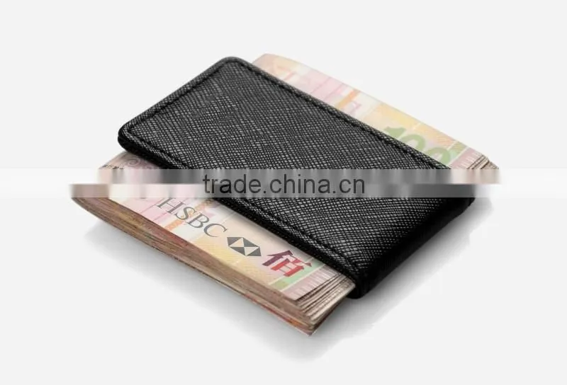 Saffiano leather magnetic money clip holder cash clip with hidden magnetic