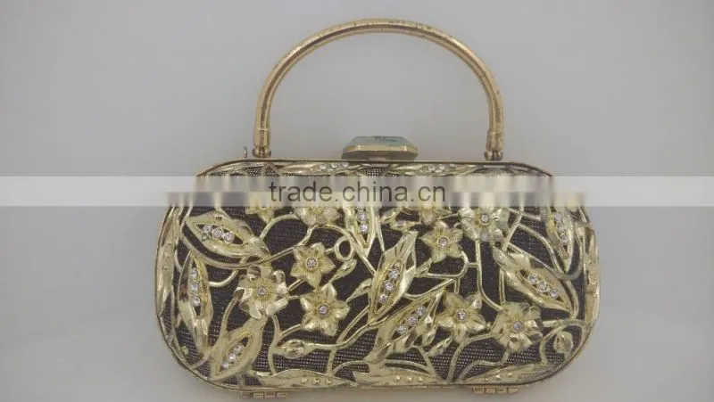 Brilliant Diamond Metal Frame Luxury Evening Party Clutch Bag With Chain For Women