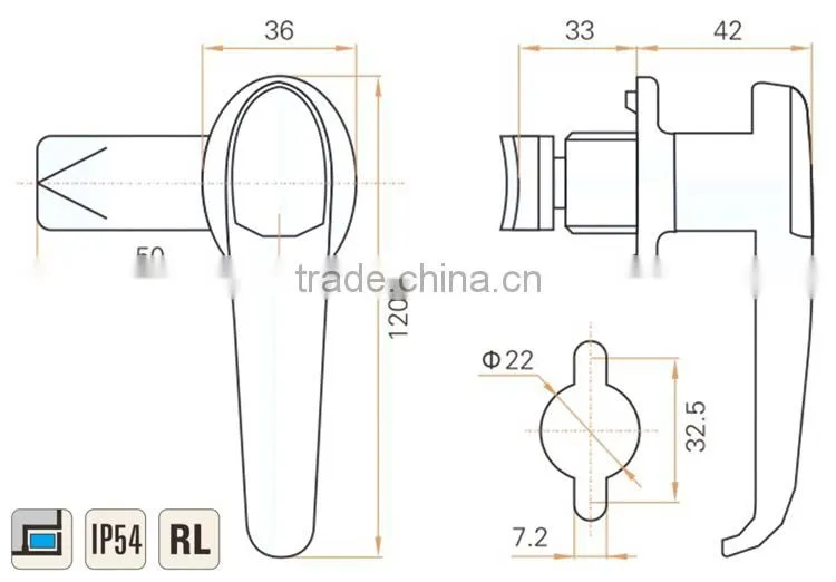 CE RoHS 2015 FEILEI MS308-2 new design zinc alloy electrical cabinet/gate/door handle lock with cover