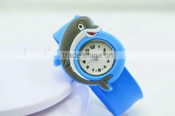 cute slap watch for children dolphin design silicone slap watch