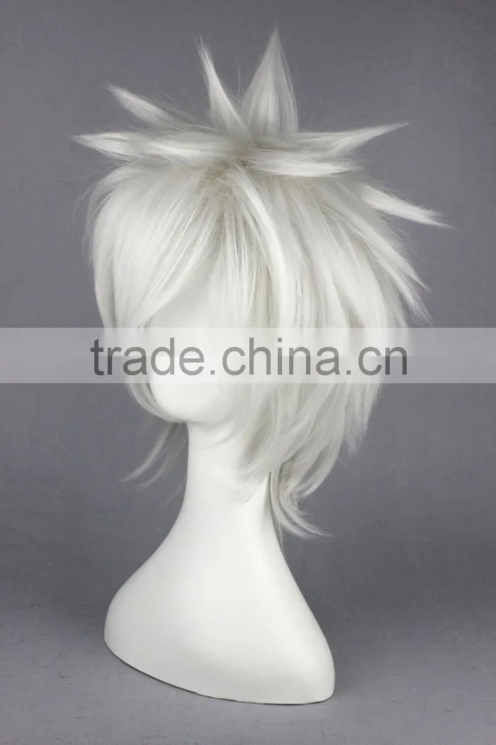 High Quality 35cm Short Straight DEATH NOTE Wig Nate River White Synthetic Anime Wig Cosplay Costume Hair Wig Party Wig