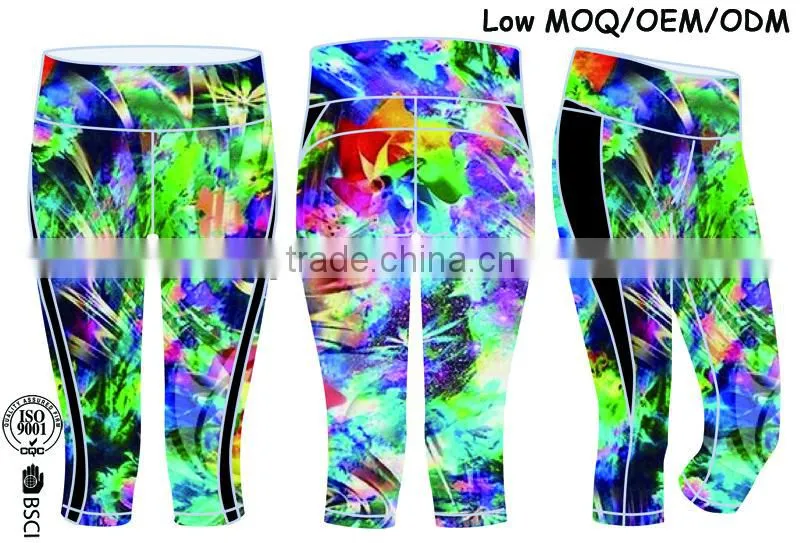 Original Design China Factory Women High Waist Print Pants Capri Pants