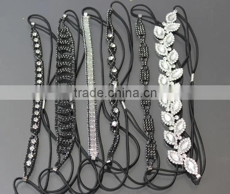 Colorful handmade beaded elastic hair band national crystal hair band