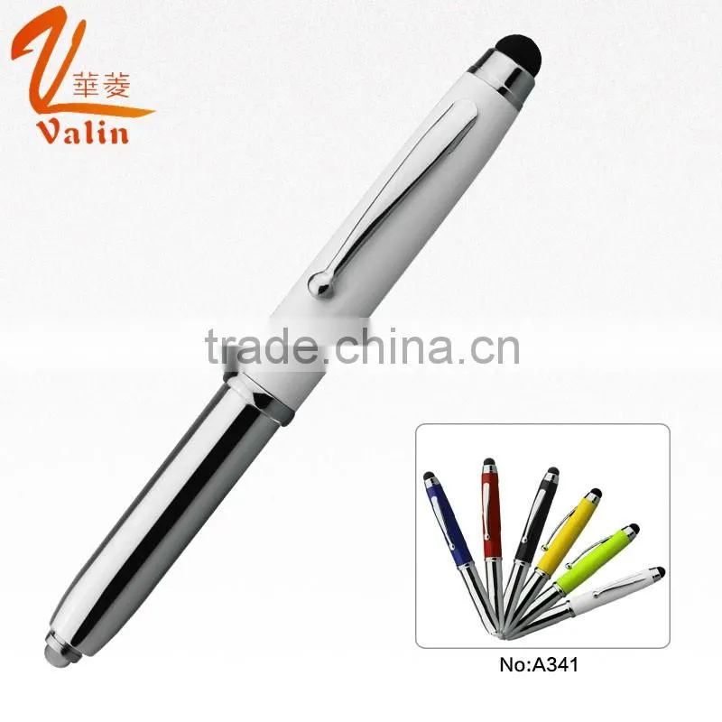 Short metal roller pen with led light and touch screen stationary