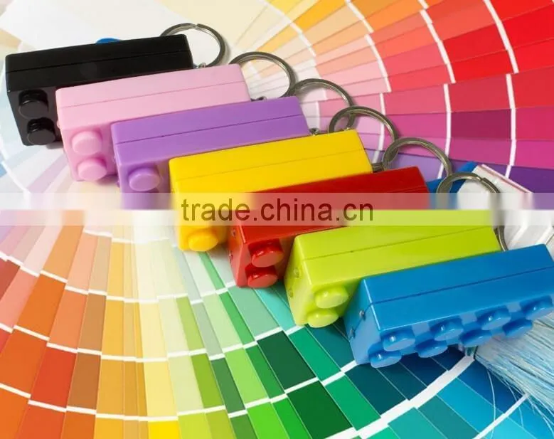 2016 Colorful Block Key Rings Trinket LED Light Voice Keychain Toy Brick Key Holder For Child Keyring Finder Kids