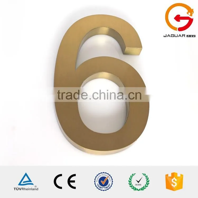 Factory sell outdoor custom waterproof brushed stainless steel 3d house number
