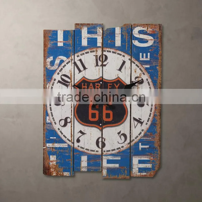 Shabby chic decorative wall clock made of wood
