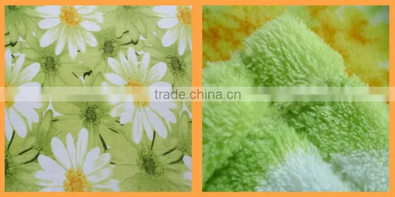 100% Polyester,Bright color flower design super-soft coral fleece blanket