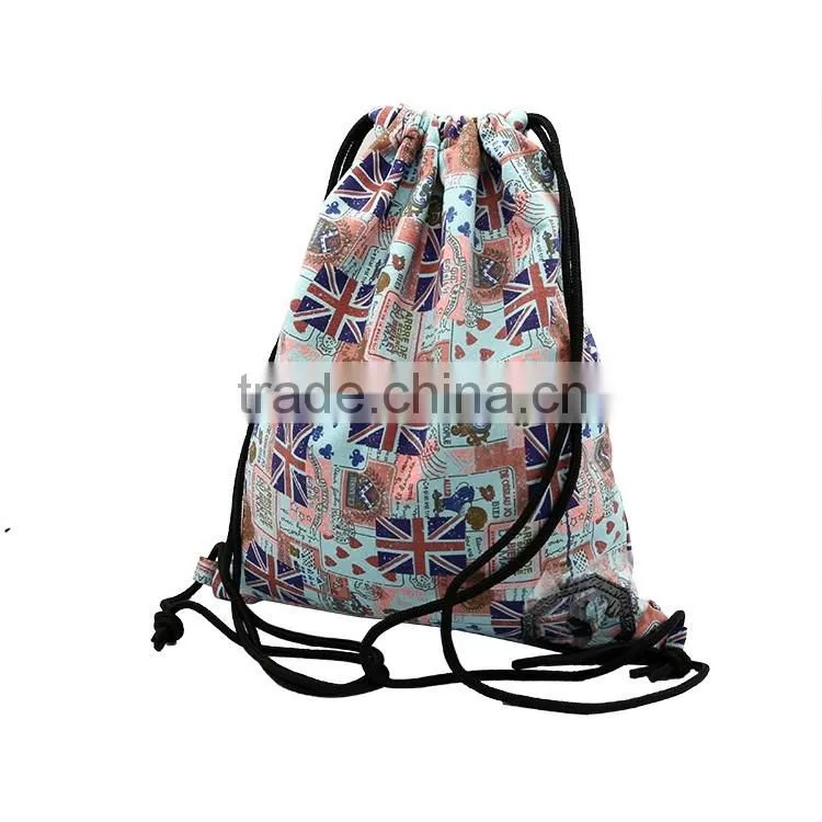 Customized printing canvas backpack drawstring bag, shopping bag with handle