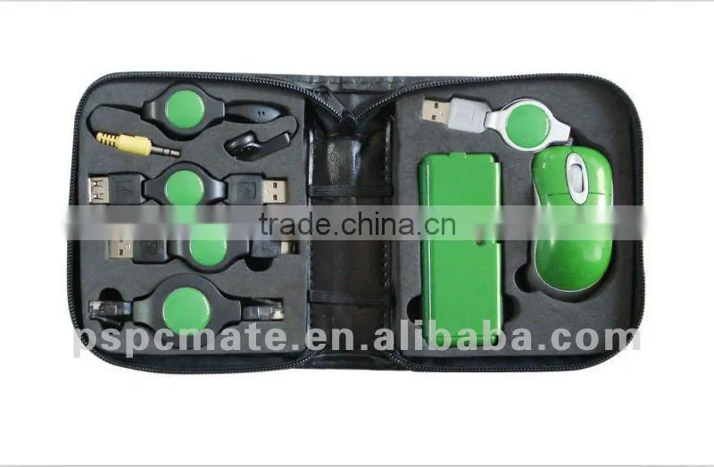 portable computer gift set mouse,hub,earphone,cables 5 in 1 usb kit