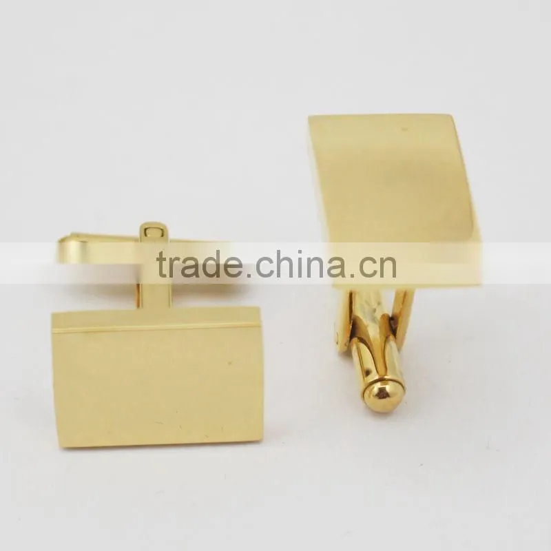 Factory Customize Gold Plating Rectangle Cufflink with Logo
