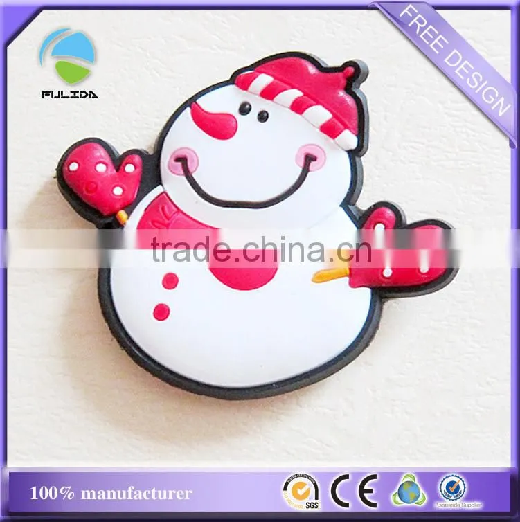 custom winter snowman plastic rubber decorating fridge magnet
