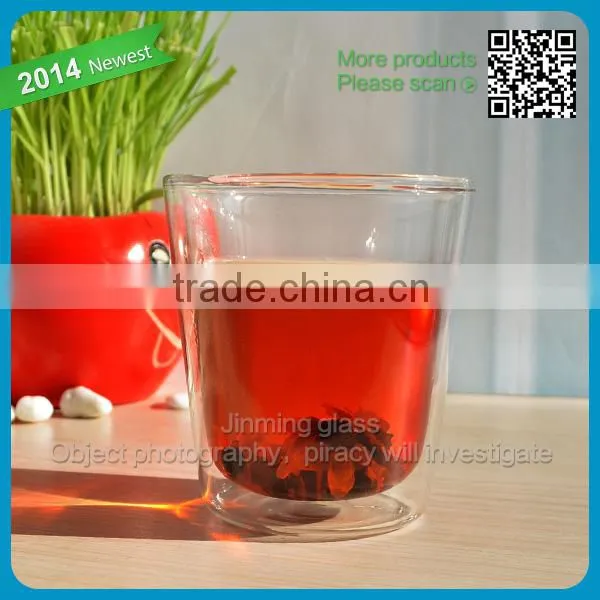 Classical 50ml double wall glass cup drinking glass for gift glassware