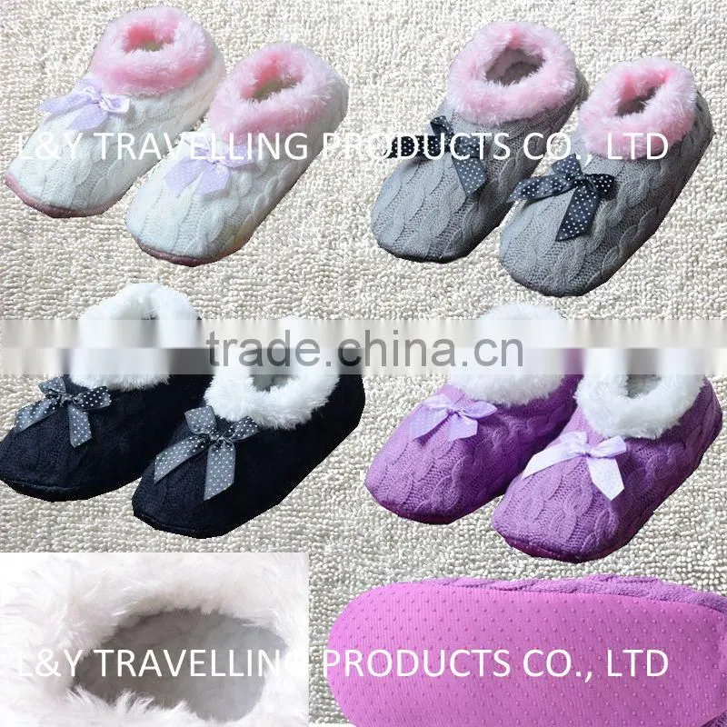 New Ladies Girls Knitted Lined Anti Slip/Skid Indoor Ankle Boot Slipper Socks non slip ankle socks
