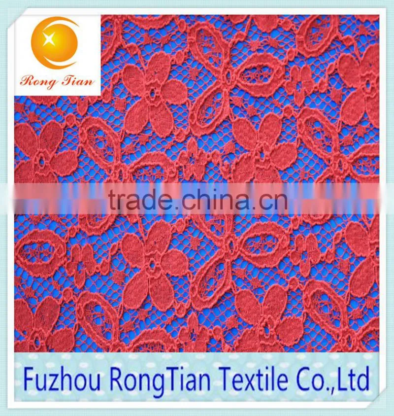 High quality hot red spandex lace fabric for underwear fabric