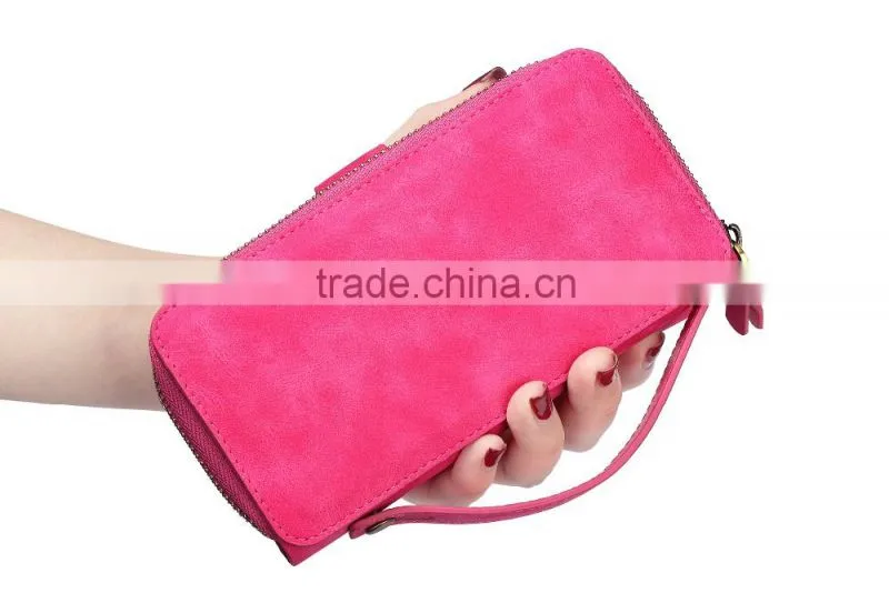 Alibaba Best Selling Multifunction Leather Case Cover Zipper Wallet case with mirror For iPhone 6/6S Plus