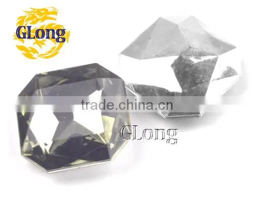 23mm Rectangular Octogon 3D Shape Acrylic Point Back Mix Color Rhinestone Crystal For Bag Garment Shoes #GY012-23P(Mix-s)