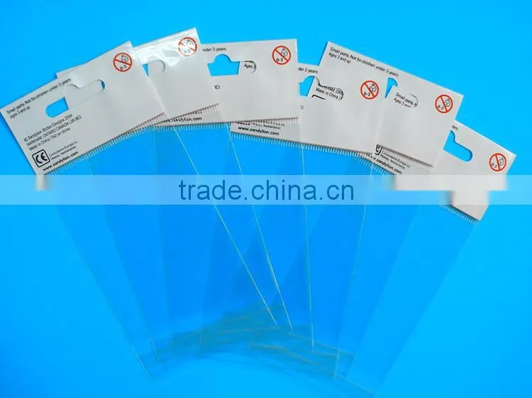 YASON small gift/ toy packing pouches with opp header transparent pounches with tear notch and hanged header pp bag with header