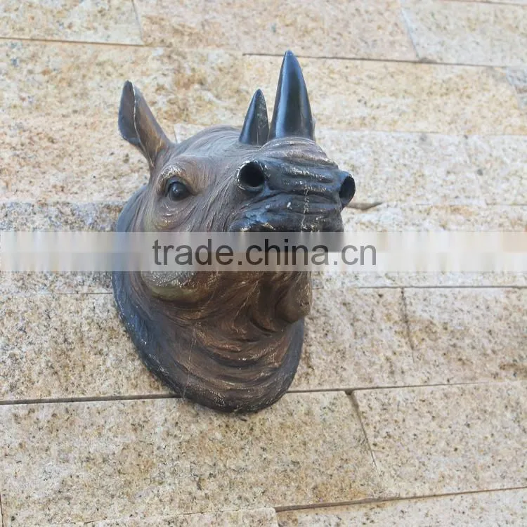 Artificial 3D polyresin wall art rhinoceros decoration