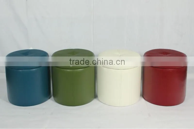 Modern well sale round leather ottoman with one button