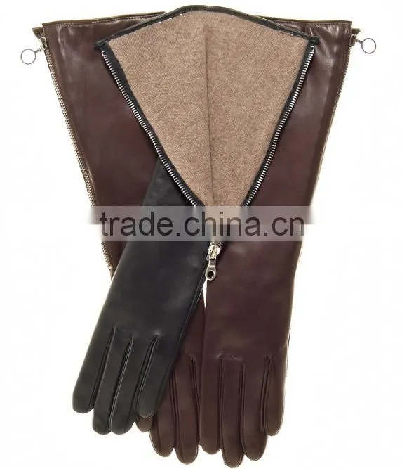 ladies suede leather 60cm arm long leather gloves factory