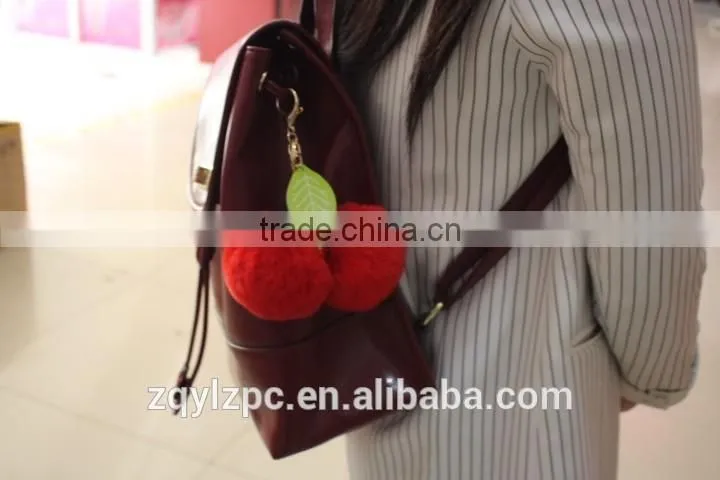 ball shape rex rabbit fur keyring/ real rex fur ball key chain with pompoms for bags