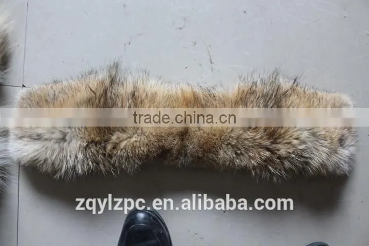 Wholesale Factory price natural color real coyote fur collar trimming/fox fur strips