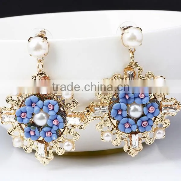 instock enamel beads soft ceramic shaped flower earring