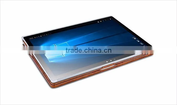 ICARER Genuine Leather Case for Microsoft Surface Book Detachable Flip Cover with Stand Function