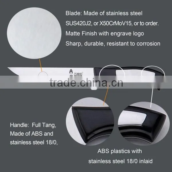 Stainless steel bone cutting kitchen knife with ABS handle